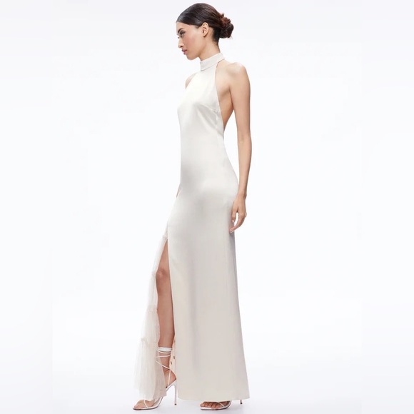 Alice + Olivia - RYN SLIT TULLE PANEL MAXI DRESS - Size 10 - Picture 7 of 9